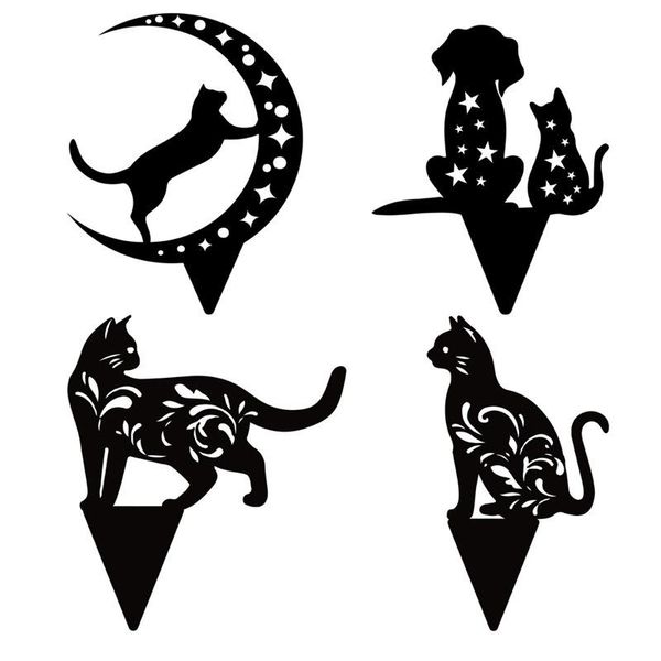 

large size cat yard art hollow garden simulation decoration black acrylic craft decorative flowers & wreaths