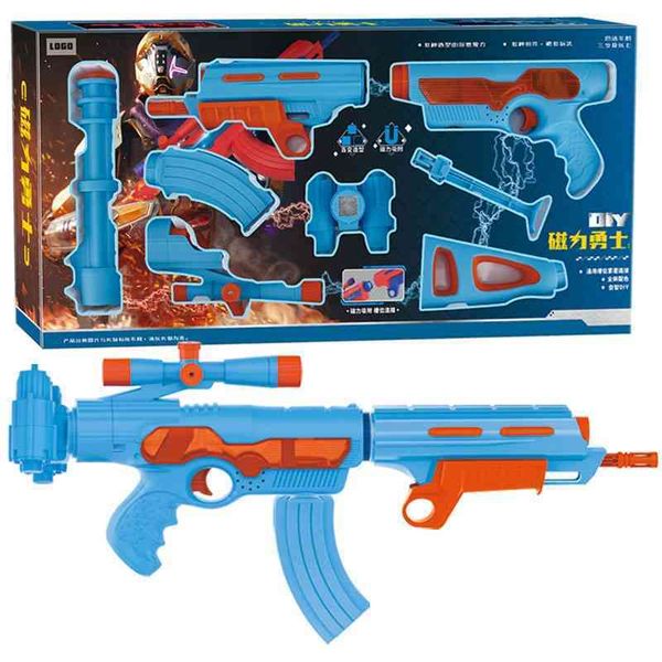 

baibian strong magnetic deformation simulation submachine children's boy toy gun set sound light m416 eat chicken gift
