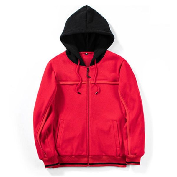 

mens colorblock cardigan casual hoodies fashion trend individuality fleece coats clothes designer male zip pocket loose hooded sweatshirts, Black