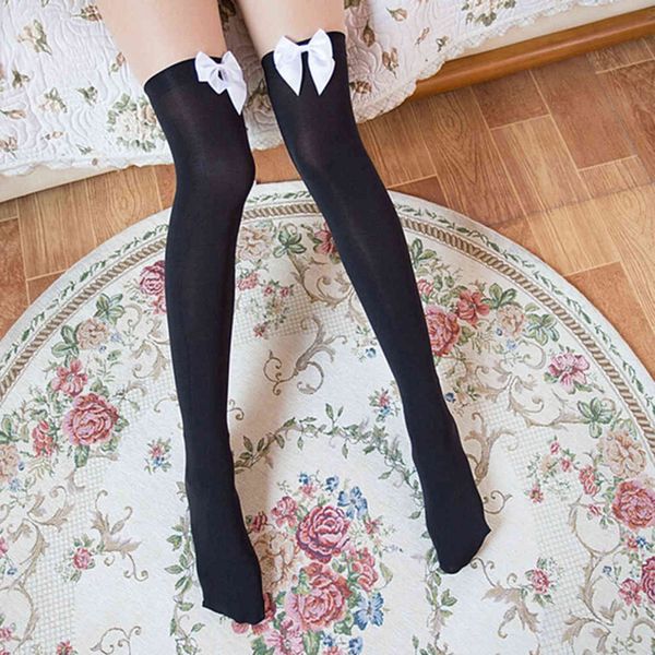 Kızlar Öğrenci Çorap Streç Dantel Yay Uyluk Yüksek Çorap Moda Seksi Çorap Kadınlar Üzerinde Diz Bayan Kadın Uzun Diz Çorap Y1119