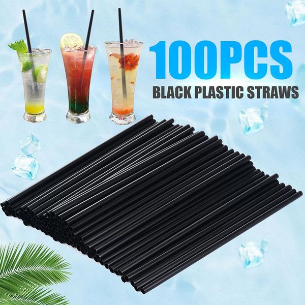 

drinking straws 100pcs/lot 21*0.6cm black cocktail plastic straw diy party for home birthday wedding supplies