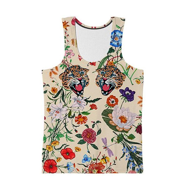 

men' tank flower women 3d print streetwear men bodybuilding vest harajuku sleeveless fitness shirt punk clothes hip hop clothing, White;black