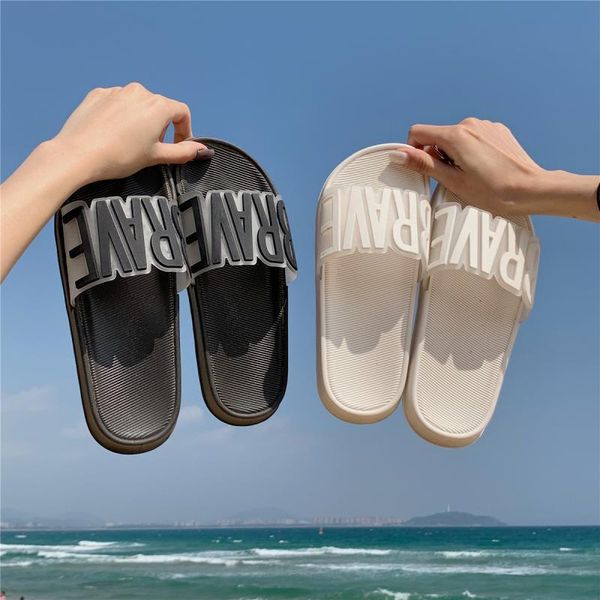 

letters slippers fashion women sport sandals shoes bathroom for home summer flip-flops female, Black