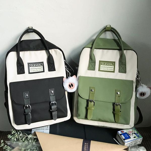 

school bags fashion bag for girl teenage leisure shoulder 15 inch lapbackpack women patchwork nylon schoolbag female rucksack
