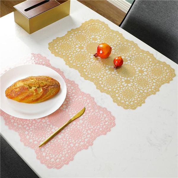 

mats & pads double-layer heat-insulating western placemat waterproof oil-proof simple and cute japanese hollow pvc table mat