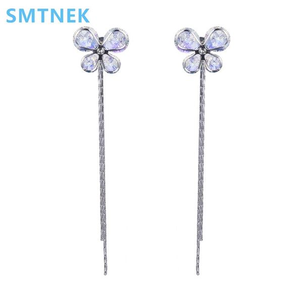 

silver needle austrian semi-precious stone crystal earrings female dazzling butterfly pendant fine jewelry :) dangle & chandelier
