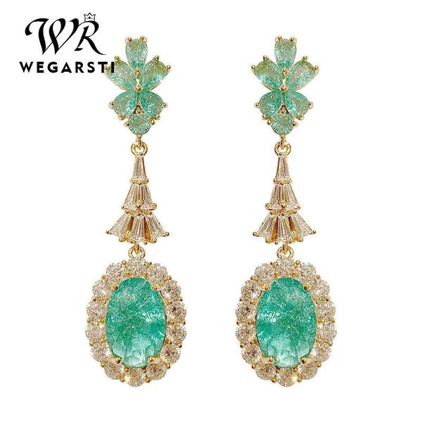 

dangle & chandelier wegarsti luxury gemstone earrings for women elegant ear drops with oval shaped emerald silver 925 jewelry anniversary gi