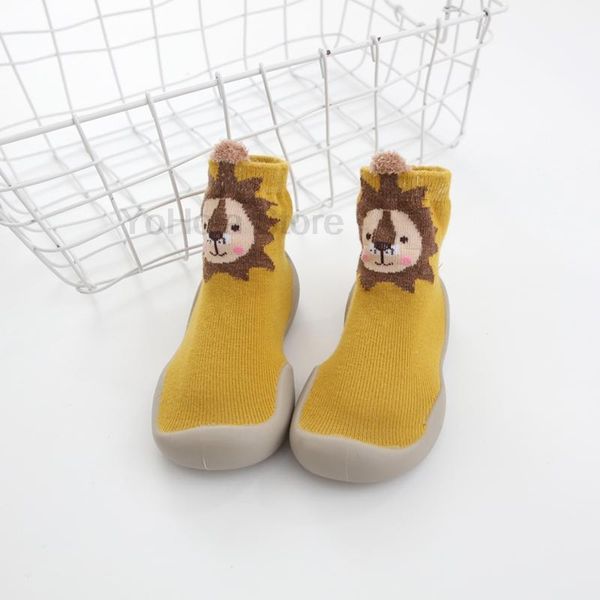 

first walkers kids yellow sneakers children baby girls boys cartoon lion socks warm soft sport toddler shoes infantil