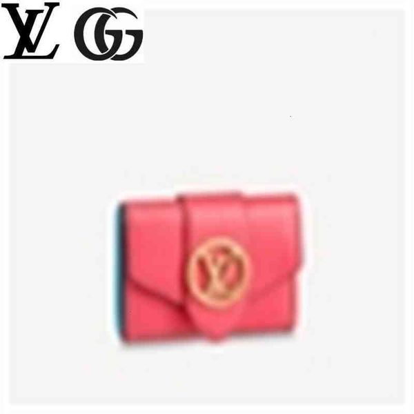 

m69177 pont compact wallet real leather long wallets chain wallet pouches key card holders cases purse clutches evening, Red;black