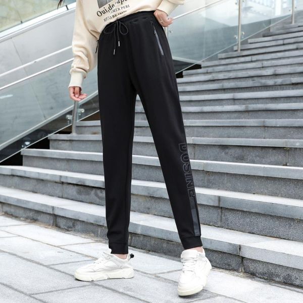 

women's pants & capris harlan sports women autumn trousers large size feet loose casual elastic, Black;white