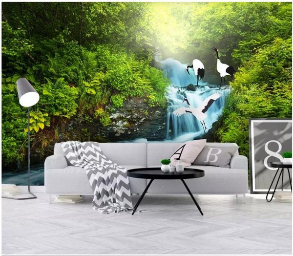 

wallpapers custom 3d wallpaper for walls 3 d wall mural modern landscape green woods tv background paper decorative painting