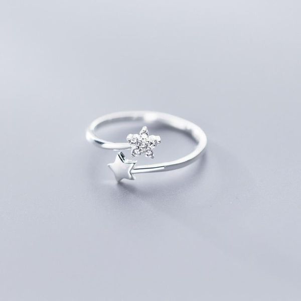

cluster rings colusiwei shiny clear cz open finger for women fashion adjustable star band 925 sterling silver wedding engagement jewelry, Golden;silver