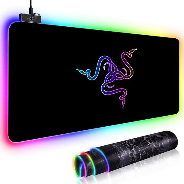 Большой коврик для мыши RGB xxl Gaming Mousepad LED Mause Pad Gamer Copy Razer Mouse Carpet Большой коврик для клавиатуры с подсветкой и подарком