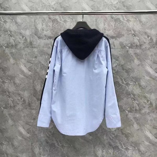 

tb tom college knitted hooded cardigan v-neck contrast wool stitched oxford coat fashion1, Black