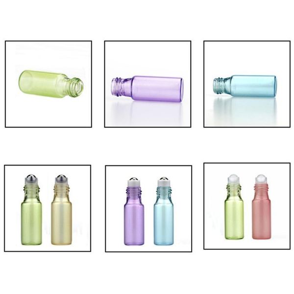 

storage bottles & jars 1pc 5ml portable rollerball bottle metal ball essential oil glass color random travel child bottling makeup tool