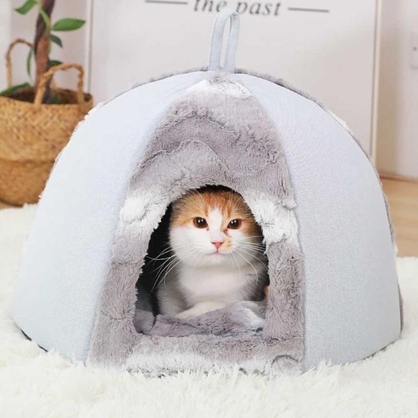 

cat beds & furniture pet dog tent house kennel winter warm nest soft foldable sleeping mat pad waterproof bottom fleece bed
