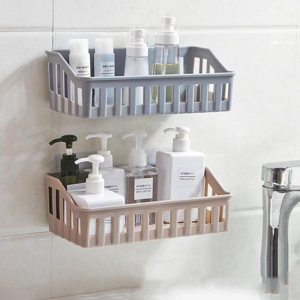 

bathroom storage & organization wall mounted rack plastic shelf organizer for shower shampoo holder home kitchen