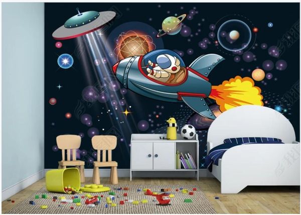 

wallpapers 3d wallpaper for walls in rolls home decor cartoon universe space rocket ship children's room po on the wall