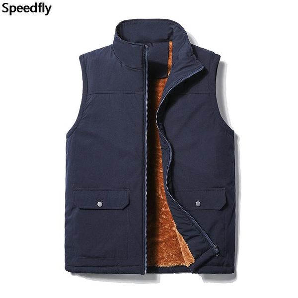 

vest men jacket with pockets autumn winter casual sleeveless warm mens thick men's vests, Black;white