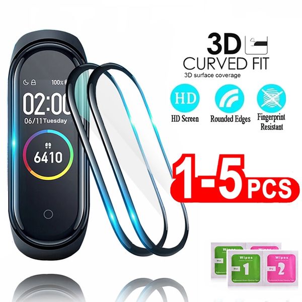 1/2/3 / 5 ШТ. Защитное стекло для Xiaomi Mi Band 4 5 Стеклянная пленка для MI Band5 Smart Watchband 4 5 Смешные аксессуары