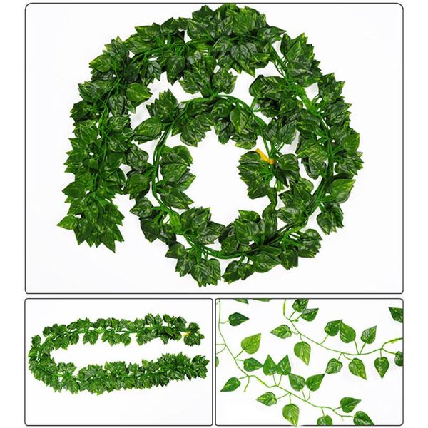 

decorative objects & figurines 12 pcs 2m artificial hanging vine plant leaves plastic home garden wall wedding decoration lc