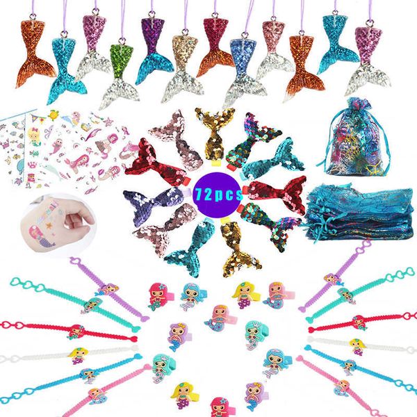 72pcs sirena bomboniere forniture compleanno sirena feste a tema kit regali ospiti / ragazze la sirenetta decorazioni per feste SH190923