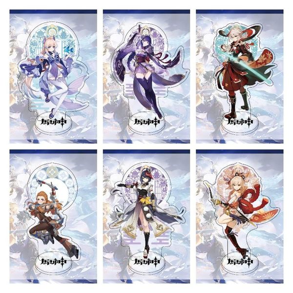 

keychains game genshin impact lnazuma scene anime figure kokomi raiden shogun cosplay acrylic stands model decor fans collection gift, Silver