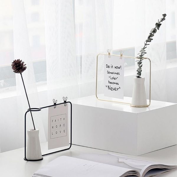 

classic picture frame, nordic wrought iron po frame with vase ornament for home and tabledecoration frames