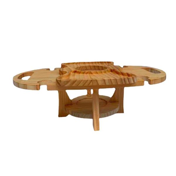 

candle holders wooden folding picnic table with wine glass holder creative portable camping furniture
