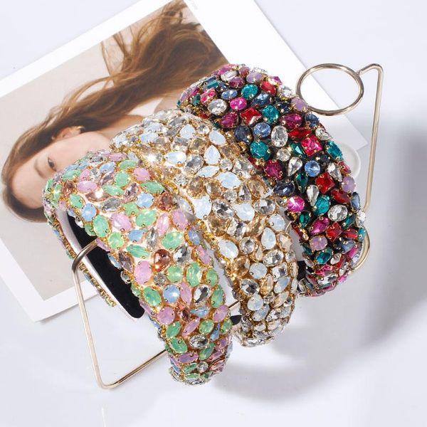 

hair accessories luxury full crystal hairbands womens baroque padded head band colorful rhinestone headband princess headdress