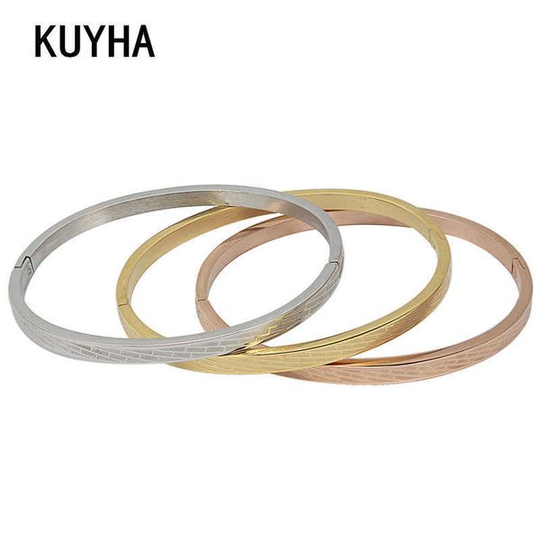 

trendy elegant fashion bangle for women lover bracelets korean jewelry stainless steel women's present pulseiras q0717, Black