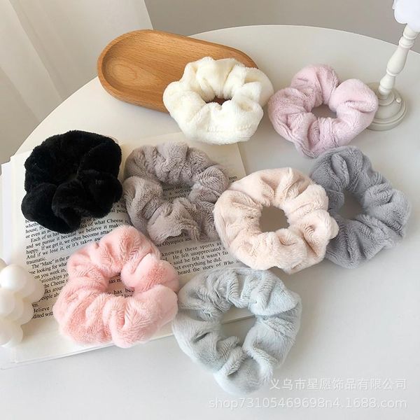 

hair accessories lovely colon ring fairy air soft warm fluffy rope head korean simple ins female headwear, Slivery;white