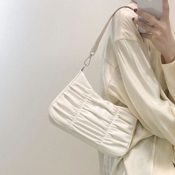 

pleated chain staff underarm bag for women