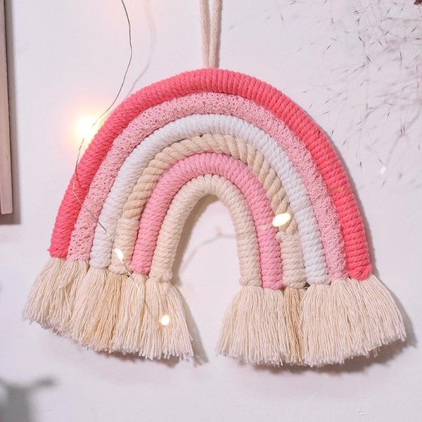 

hanging handmade weaving ornament diy rainbow nordic baby kids room wall decor nursery home accessories decorative objects & figurines