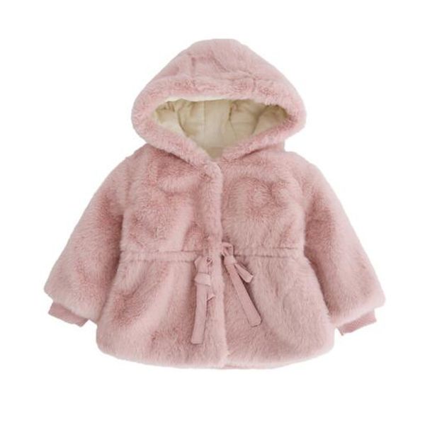 Abbigliamento per bambini di fascia alta ragazze inverno finte pellicce cappotto di pelliccia di visone più vestiti di velluto con cappuccio Cappotto caldo moda giacca