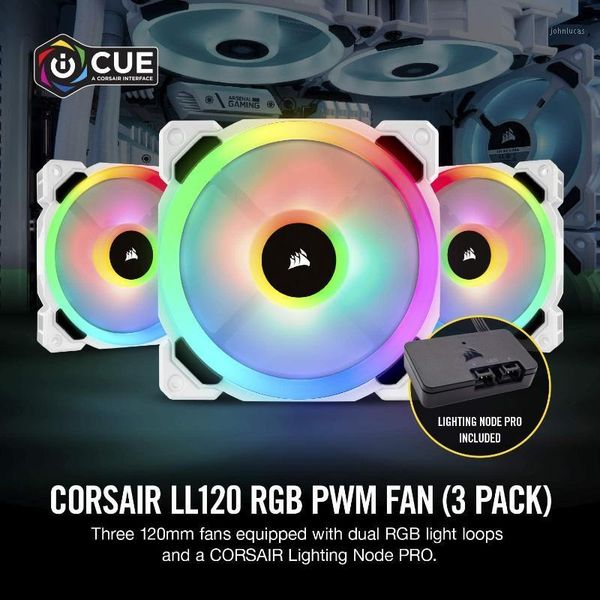 

series, ll120 rgb, 120mm rgb led fan, triple pack with lighting node pro- white, pro included, rg1