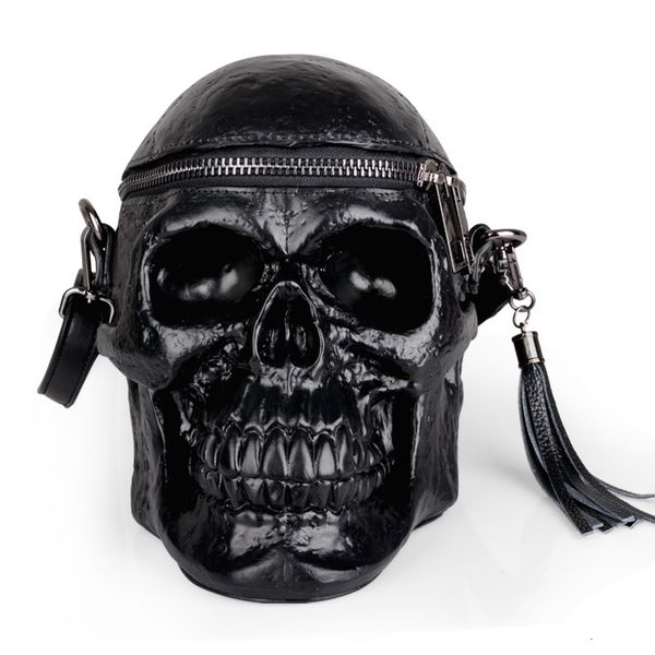 

backpack 3d creative female personality funny skull black men's shoulder bag silicone messenger