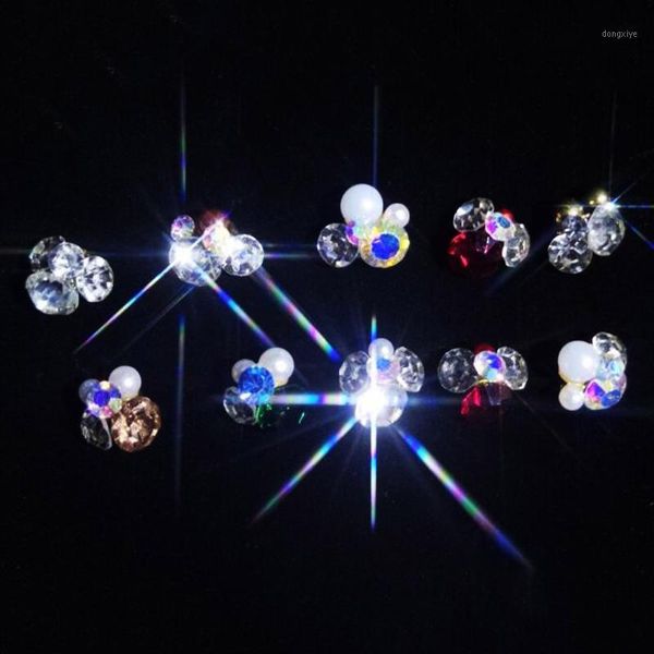 

10pcs/bag nail charms alloy pearl diamonds 3d art decorations shiny mix crystal jewelry 10-designs manicure diy rhinestones1, Silver;gold