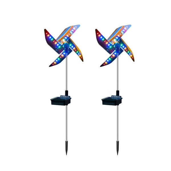 

2pcs 32led solar powered windmill led lawn light waterproof ip65 garden courtyard pathway decoration pinwheel lamp