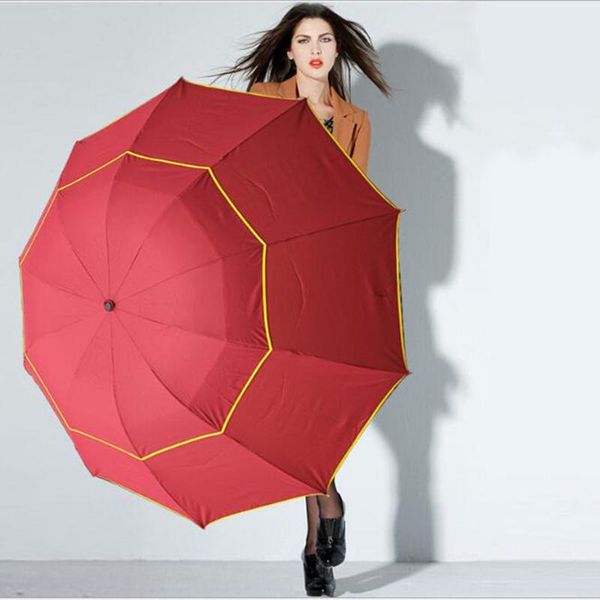 

umbrellas manual double folding umbrella female male ten bone car luxury large business rain gift