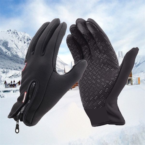

touch screen gloves waterproof ski fleece warm windproof outdoor riding in autumn and winter, Black