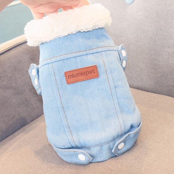 

winter dog pet jean jacket clothes for small dogs fur collar denim coat jeans chihuahua yorkies pug puppy pets clothing apparel
