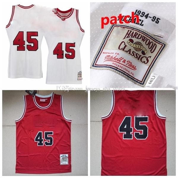 

09men 45 michael mitchell & ness white 1994-95 home authentic jersey s-6xl, Black
