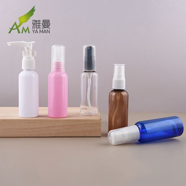 

factory wholesale 50ml emulsion full cover powder pump shower bath shampoo sample pressing bottle cosmetics travel package