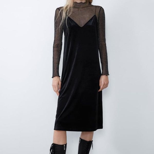 

casual dresses women maxi loose sleeveless v-neck sling long black party night club dress velvet england style solid fall, Black;gray