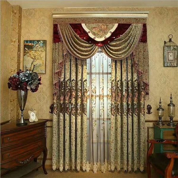 

simple romantic high-end embroidered chenille jacquard european-style curtains for living room bedroom villa custom curtain & drapes