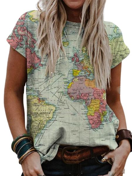 

women's t-shirt 2021 spring fashion short sleeve digital printing t 9086, White