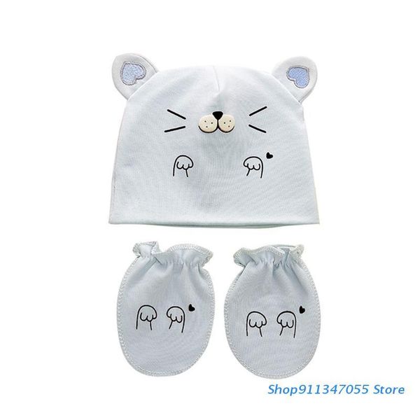 

caps & hats baby cute mouse anti-scratching gloves hat set soft mittens beanie nightcap kit for infant born pography, Yellow