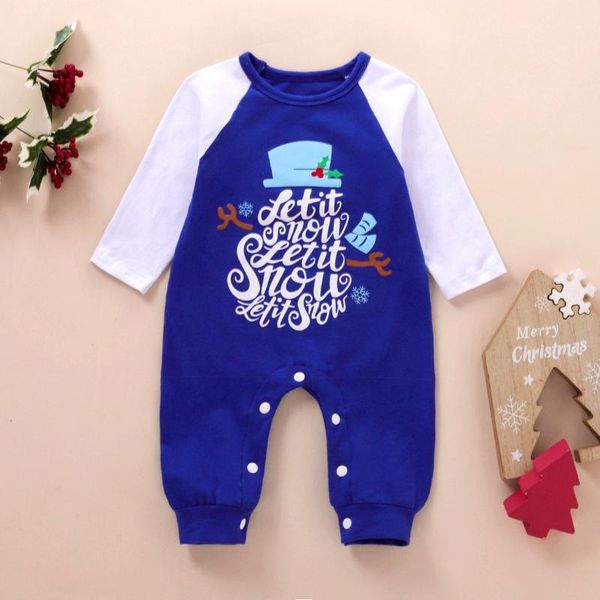 

baby boys girls christmas letter print romper jumpsuit outfits winter clothes long sleeve warm for 6-month-old girl jumpsuits, Blue