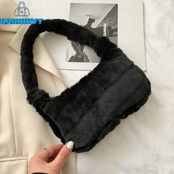 

evening bags 2021 fashion women plush shoulder bag cross body vintage female soft purses travel messenger handbags for girls